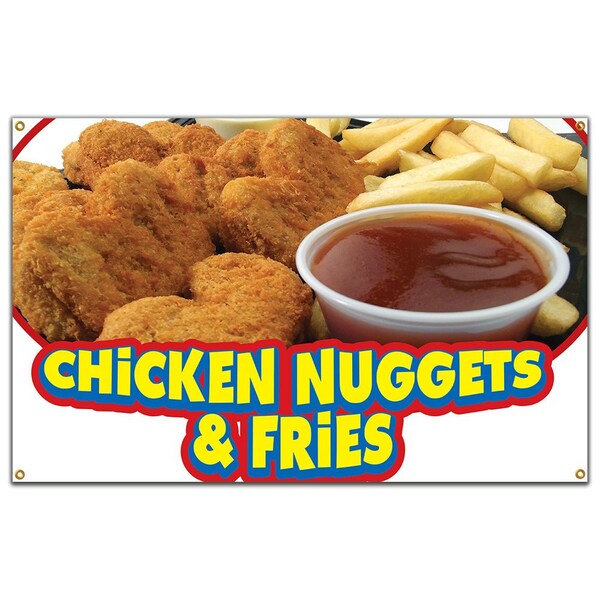 Chicken Nuggets & Fries Banner Heavy Duty 13 Oz Vinyl with Grommets